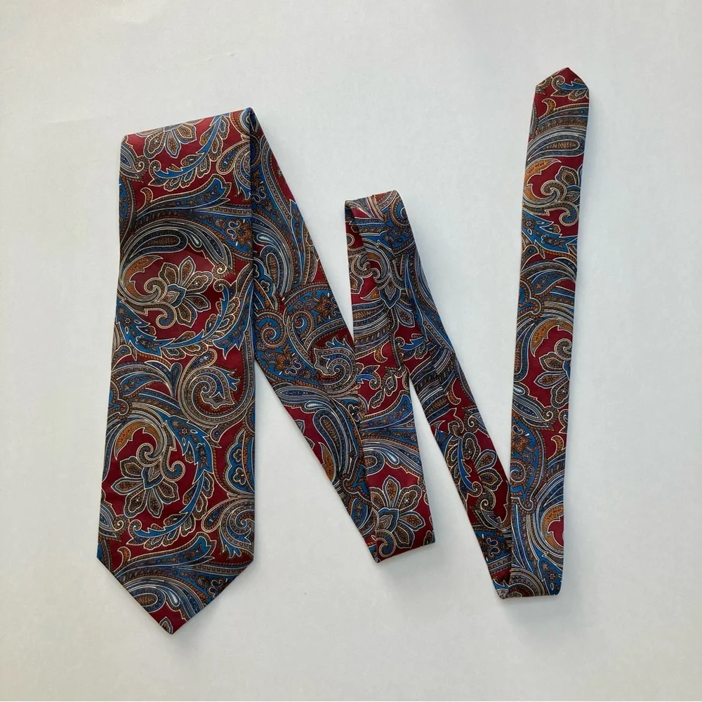 Vintage Harve Bernard Paisley Classic Pure Silk Designer Tie - Picture 3 of 4
